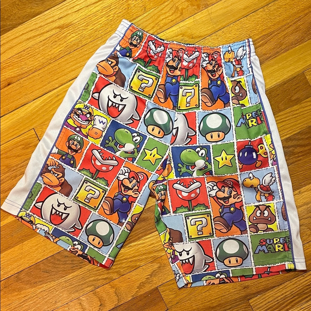 SUPER MARIO Retro Kids Super Mario Nintendo Graphic Colourful Polyester Shorts